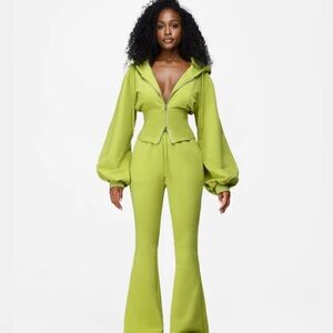 Hanifa Green Boot Cut Flare Pants